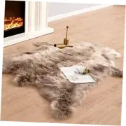 Soft Fur Rugs Fake Reindeer Hide Area Rug Fluffy Faux Fur Carpet 4' x 5' Brown