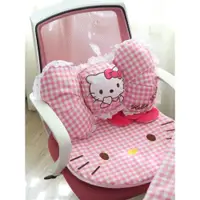 在飛比找ETMall東森購物網優惠-卡通Kitty貓咪粉色公主風少女心麻布坐墊靠枕腰枕電腦椅椅汽