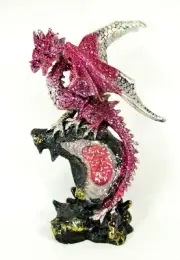 Dragon on Burgundy Geode mythical fantasy decor(D)