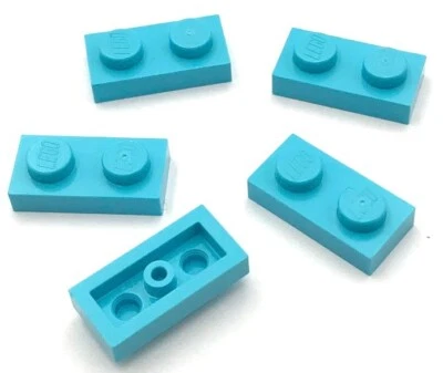 Lego 5 New Dark Azure Plates 1 x 2 Parts