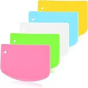 Dough Scraper, 5.3 x 3.6 Inch Plastic Bench Scraper, Bowl Spatula, Kitchen Pastry Cutter Tool for Bread Dough, Pastry, Pizza, Baking Cake（5 Pack）