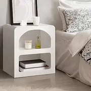 Oikiture Wooden Bedside Table with Storage Drawers White Side Table Nightstand