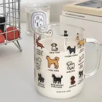 在飛比找蝦皮購物優惠-代購/韓式可愛插畫貓貓狗狗圖鑑咖啡玻璃杯