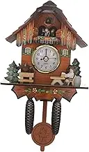 ULTECHNOVO Home Chalet Clock Silent Quartz Cuckoo Wall Clock Moving Pendulum Wooden Decor for Bedrooms