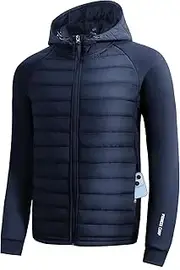 [Pioneer Camp] Men's Insulated Running Warm Puffer Jacket Winter Thermal Hybrid Hiking Coat Lightweight Golf Sports Windbreaker
