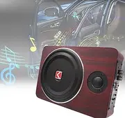 Compact Powered 8-Inch Subwoofer,Amplified Car Subwoofer,Car Subwoofer with Built in Amp,Truck Subwoofer 600W,Sit Down auto subwoofer,for Cars and Trucks,Black