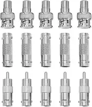 15Pcs BNC to RCA Adapter, BNC Female Socket to Phono Male Plug,Adapter CCTV Power Coax Coaxial Coupler Connector Plug Adaptor Compatible with CCTV Security Camera/Surveillance Systems, Cameras