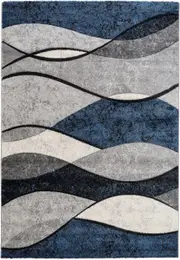 Delano Blue Waves Pattern Modern Rug
