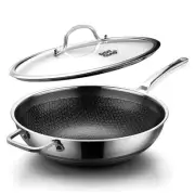 DOTCLAD Wok pan,Hybrid 12 inch Wok with Lid, PFOA Free Cookware,non stick Sta...