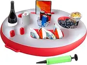 Huvqianu Pool Drink Floats - 9 Holes Inflatable Cup Holder | Foldable Tray with Pump Large Beverage Organizer for Deck Beach Family Birthday Swimming Picnic Travel Hot Tubs Outdoor Poolside