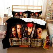 v1436 Bed Sheets Pirates Movie Bedding Set,Pirates of the Caribbean Duvet Cover Print,Jack Quilt Cover Pillowcase king Queen Size Boys Adult 3-Piece B