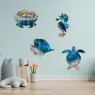 Metal Sea Animal Wall Art Turtle Crab Seahorse Decor for Coastal Theme