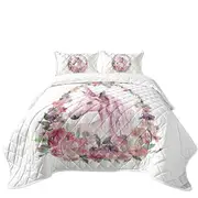 Floral Circle Unicorn Coverlet