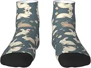 [pvinnk] Rabbit Background Print Functionality Socksing Adult Socks For Workout Winter Warmth And Everyday Wear