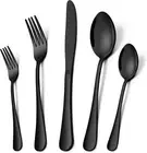 60-Piece Black Silverware Flatware Set for 12, Stainless Steel Eating Utensils