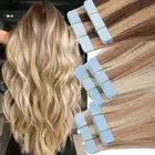 US Russian Tape In Skin Weft Human 100% Remy Hair Extensions Full Head Highlight