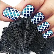 Nail Stencils for Nail Art Reusable,Nail Vinyl Stencils Sticker 144 Pieces 72 Designs,Hollow DIY Manicure Decoration Decals French Tip Nail Guides Supplies（24 Sheets）.