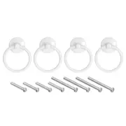 4Pcs Round Ring Pulls Drawers Knobs White for Dresser Cupboard Wardrobe