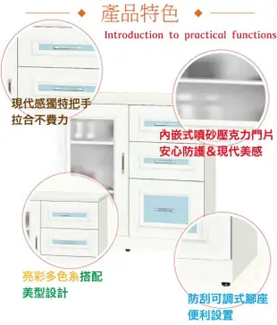 【綠家居】南亞塑鋼 卡特多彩2.8尺單開門三抽屜塑鋼餐櫃/收納櫃(六色可選) (5.1折)