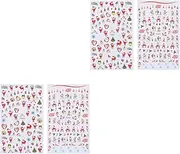 Healeved 2sets Merry Christmas Nail Sticker Set Santa Claus Patterns DIY Decals Pe Material No Odor 6sheets*2