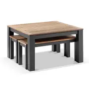 Balmoral Low Dining Coffee Table with 2 Bench Seats - Outdoor Aluminium Dining Settings