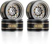 INJORA 1.0 Beadlock Wheel Rims Black Coating Brass Rims for 1/24 1/18 RC Crawler Car Axial SCX24 AX24 TRX4M FCX24, 39g(Grey)