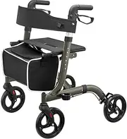 Walkers for Seniors,Adult Walker Aluminum Rollator Walker Fold Up,Elderly Walkers with Wheels and Seat Adjustable Handle (Grey) Little Surprise