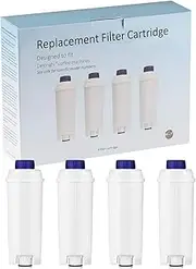 [Generic] Coffee Machine Water Filter for Delonghi DLS C002, EC680, EC800, ECAM/ETAM Series (Pack of 4)