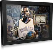 ORIMAMI Basketball Kevin Durant Poster Desktop Framed Photo Gift 8x6 Inches,with Signed and 1x35mm Film Mini Cell Display,Great Basketball Room Decor Gifts for Boys/Men