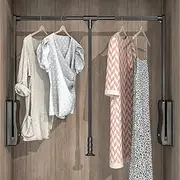 Wardrobe Lift Extendable Cloth Hanger, 560-660mm(S), 660-890mm(M), 890-1210mm(L) Wide Adjustable Pull Down Wardrobe Rail, Hanging Lift Clothes Wardrobe Rail for Hanging Clothes, Loading 30kg,A/S