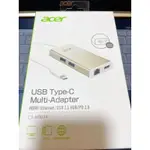 全新未拆 宏碁ACER USB TYPE-C多功能擴充卡 HUB HDMI+RJ45+USB3.1 C3-H9074