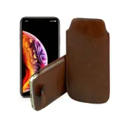 MEZON Apple iPhone SE 2020 (4.7") Brown Pull Tab Slim PU Leather Pouch Sleeve Case