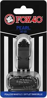 Fox 40 Pearl Official Whistle with Lanyard, Black