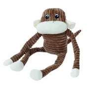 Zippy Paws Spencer Crinkle Monkey Plush Dog Squeaker Toy Brown - 2 Sizes