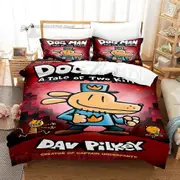 v1098 Bed Sheets DOG MAN Bedding Set Single Twin Full Queen King Size Bed Set Aldult Kid Bedroom Duvetcover Sets Kawaii bed sheet set 3-Piece Bedding