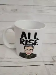 RUTH BADER GINSBURG "ALL RISE" WHITE 12oz COFFEE MUG - RBG GRAPHIC NEW
