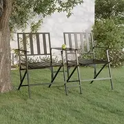 VRAXO Folding 2-Seater Garden Bench 137 cm Black Steel -16.2KG,318820