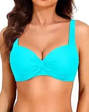[Yonique] Women Underwire Bikini Top - 2025 Push Up Swimsuit Tops Padded Bra Bathing Suit