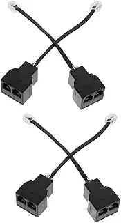 Hoement 2sets Rj11 Telephone Splitter 6p4c to Rj14 4-core Line Adapter Detachable Cable for Home Office 2pcs*2