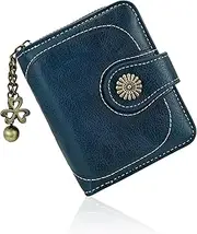 [FuninCrea] Womens Wallet, Leather Slim Wallet Purses for Women Trendy Credit Card Holder for Women, Fashionable Ladies Wallet Womens Purse Cute Wallet Case with ID Window & Pendant, Green, Trendy