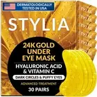 Under Eye Patches for Dark Circles and Puffy Eyes (30 Pairs), 24k Gold Eye Ma...