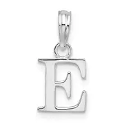 Sterling Silver Rhodium-Plated Polished Block Initial -E- Pendant