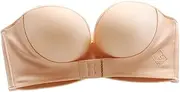 [F Fityle] Women's Lift Strapless Bra Front Buckle Bralette Invisible Wirefree Anti-Slip Push Up Underwear 3/4 Cup - Skin Color 34AB