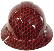 Hydro Dipped Hard Hat Ridgeline Full Brim Custom Red Honeycomb Hex