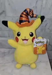 Pokémon Pikachu Halloween Plush Stuffed Animal 10.1/2” Witch Hat NEW With Tags