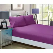 Super Soft Fitted Sheet & Pillowcase Set - Single Size Bed - Purple