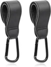 Heatunk Premium Black Leather Style Buggy Clips: Pram Hooks for Strollers, Pr...