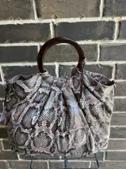 NWT $545 Brahmin Satchel DUSTY PINK HAIKU Renata brown snake