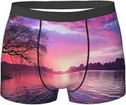 [QMNEHJ] Purple Sunset on Water Men's Boxer Briefs Breathable Stretch Underwear Moisture-Wicking Trunks for Men