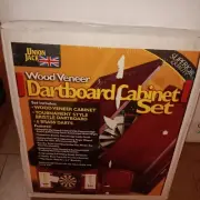 NIB OLD UNION JACK WOOD VENEER DART BOARD SET INDOOR GAME SPORT